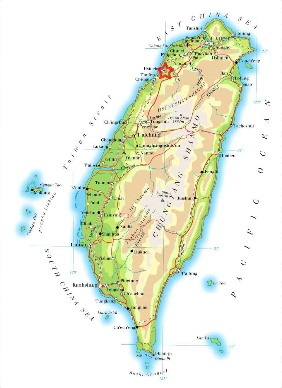 नक्शे के साथ ताइवान सिंचु