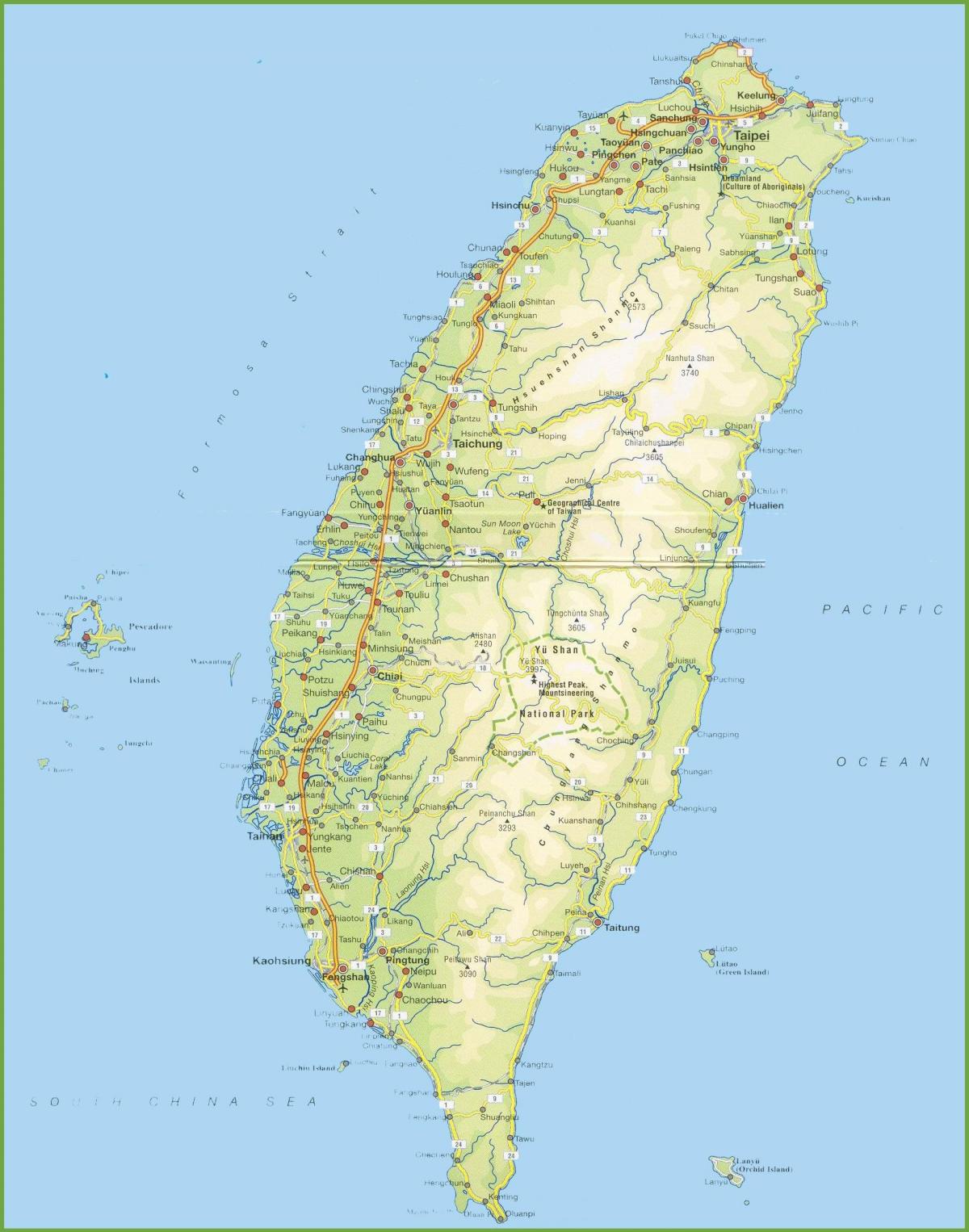 नक्शे के साथ ताइवान