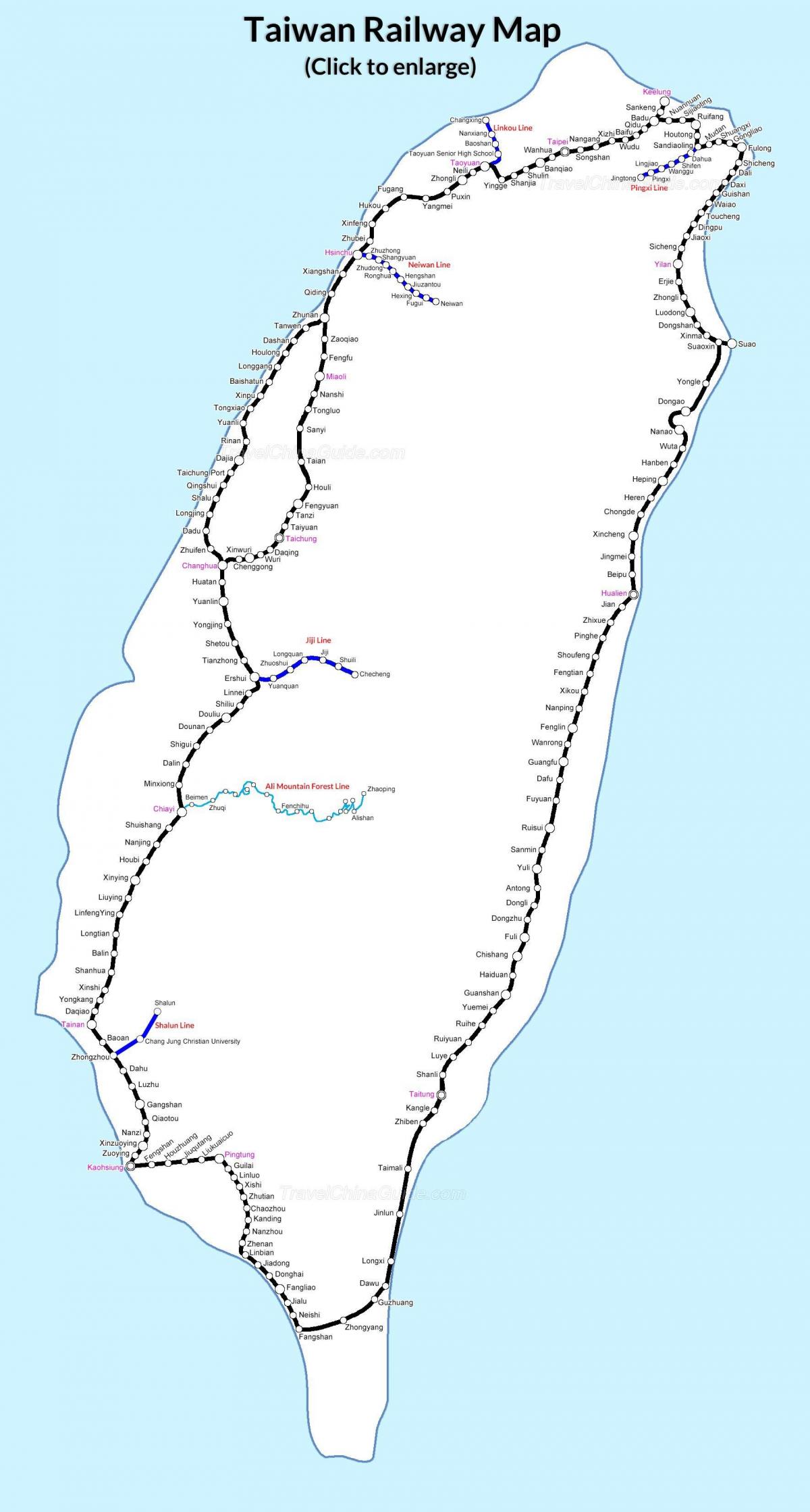 रेलवे मानचित्र ताइवान